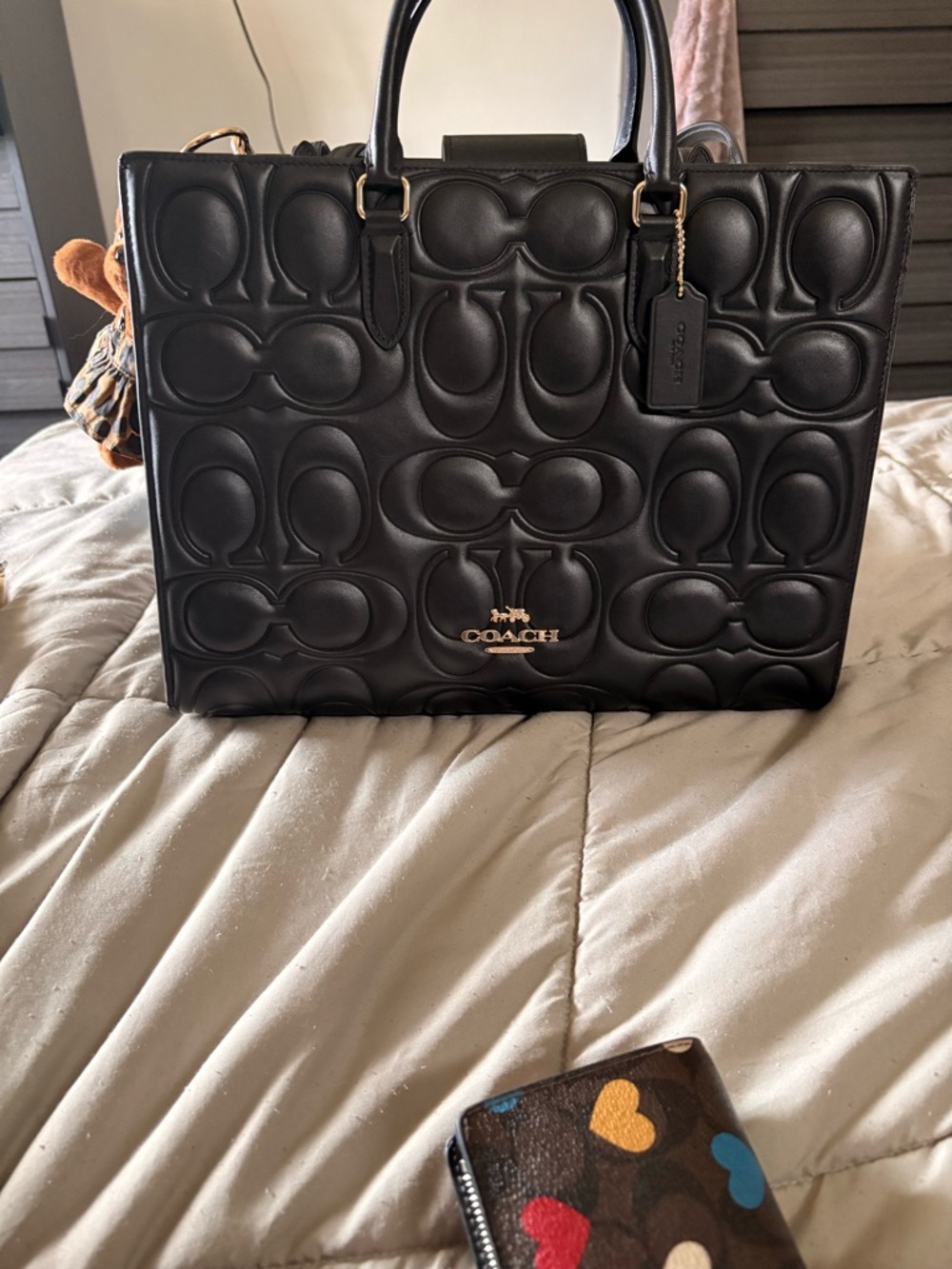 Coach Black MAGGIE Leather Tote Bag(large)
